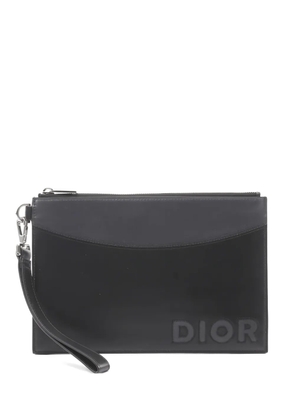Christian Dior Pre-Owned logo-patch leather clutch bag - Black