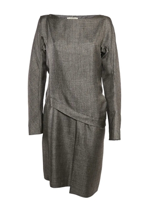 Balenciaga Pre-Owned asymmetrical-hem wool-blend midi dress - Grey