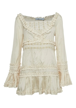 Blumarine ruffled silk blouse - Neutrals