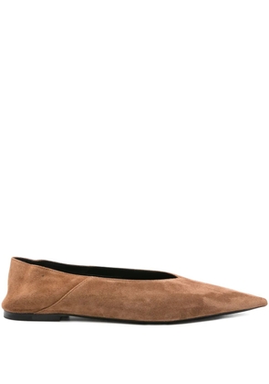 Saint Laurent pointed-toe suede ballet flats - Brown