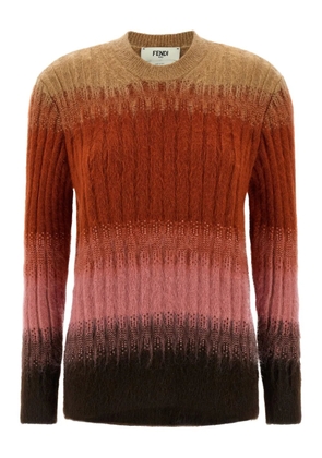 FENDI ribbed logo-embroidered knit sweater - Brown