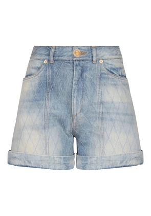 Balmain diamond denim shorts - Blue