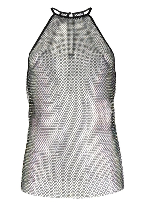 Patrizia Pepe crystal-embellished mesh top - Black