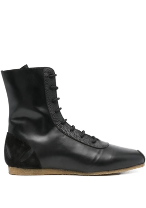 Stefan Cooke lace-up leather sneakers - Black