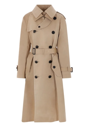 sacai double-breasted twill trench coat - Neutrals