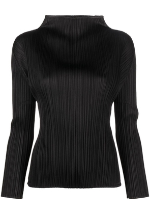 Pleats Please Issey Miyake high-neck pleated top - Black