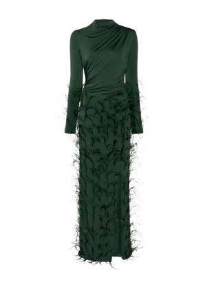 LAPOINTE feathers-embellished jersey maxi dress - Green