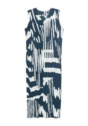 Pleats Please Issey Miyake abstract-print midi dress - Blue