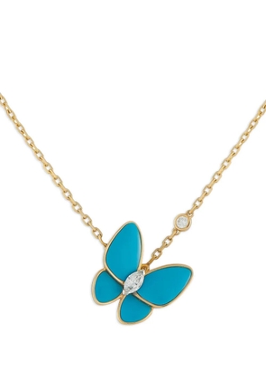 Van Cleef & Arpels Pre-Owned 18K yellow gold diamond and turquoise butterfly-pendant necklace