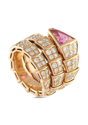 Bvlgari Pre-Owned 18K rose gold Serpenti diamond and tourmaline ring - Pink