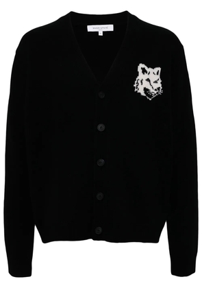Maison Kitsuné fox head intarsia comfort cardigan - Black