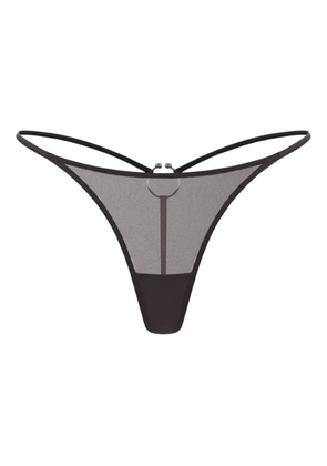 Zhilyova Dune ring-hardware sheer thong - Brown