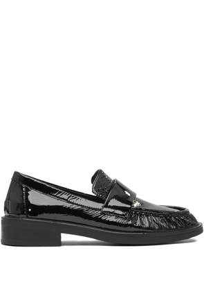 strategia shoes leather ruffle-detail loafers - Black