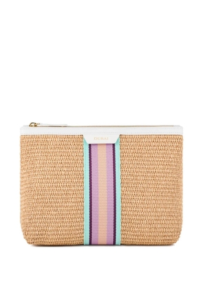 Aquazzura raffia stripe clutch bag - Neutrals