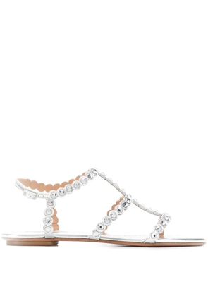 Aquazzura crystal flat sandals - Silver