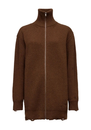 MM6 Maison Margiela ribbed zip-up cardigan - Brown