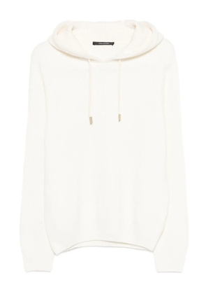 Tagliatore hooded ribbed sweater - White