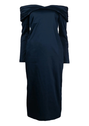 Kika Vargas off-shoulder long-sleeve midi dress - Blue