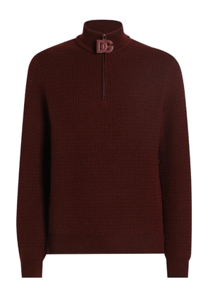 Dolce & Gabbana half-zip waffle-knit sweater - Red
