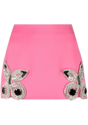 AREA crystal-embellished butterfly mini skirt - Pink