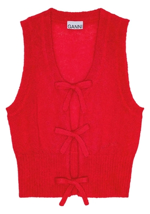 GANNI bow detailing sleeveless vest - Red