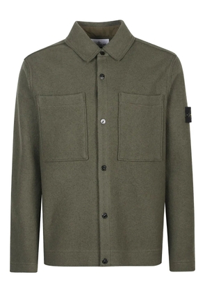 Stone Island patch-pocket wool shirt jacket - Green