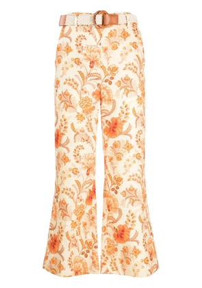 ZIMMERMANN Junie floral-print linen trousers - Orange