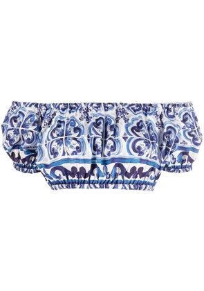 Dolce & Gabbana Majolica-print crop top - Blue