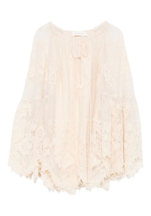ZIMMERMANN lace-trimmed bell-sleeve blouse - Neutrals