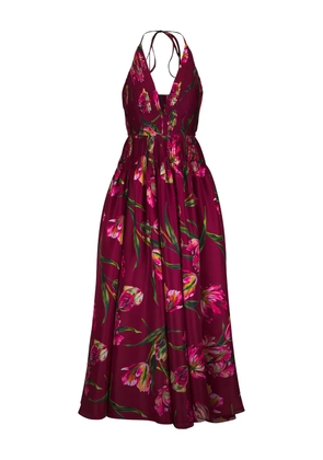 Carolina Herrera pleated floral-print gown - Red