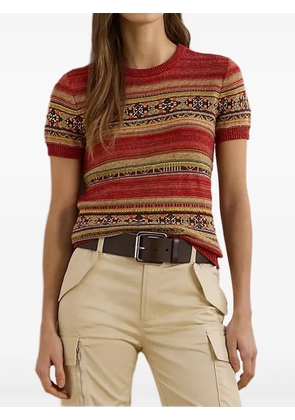 Lauren Ralph Lauren Geo-stripe short-sleeve sweater - Red