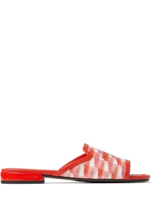 Jimmy Choo Nako diamond-print slides - Red