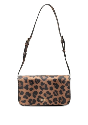 Poche Paris leopard-print cross body bag - Brown
