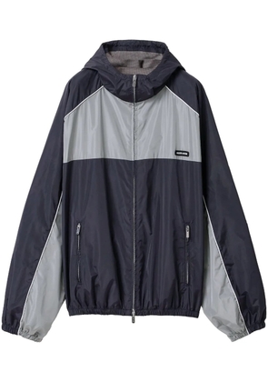 Miu Miu logo-print bomber jacket - Blue