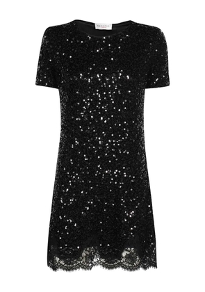 Ermanno Scervino sequin-embellishment lace-trimmed mini dress - Black