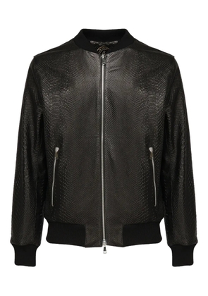 Giuliano Galiano Miami zip python-effect leather jacket - Black