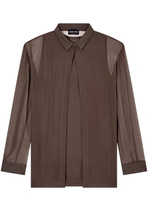 Giorgio Armani double-layer silk top - Brown