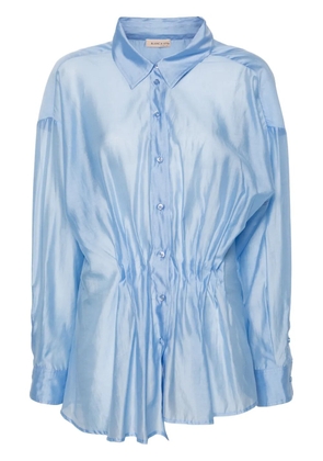 Blanca Vita pleated spread-collar shirt - Blue