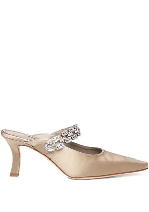 Manolo Blahnik crystal-embellished heeled pumps - Neutrals