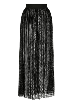 Dolce & Gabbana rhinestone-embellished mesh maxi skirt - Black