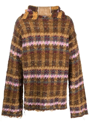 VITELLI checked recycled wool hoodie - Brown