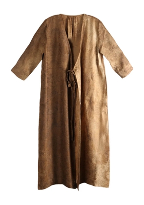Uma Wang Anthea long-sleeve midi wrap dress - Brown