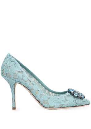 Dolce & Gabbana 90mm Rainbow Lace brooch-detail pumps - Blue
