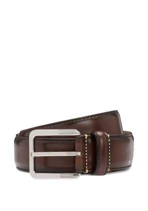 BOSS square-buckle leather belt - Brown