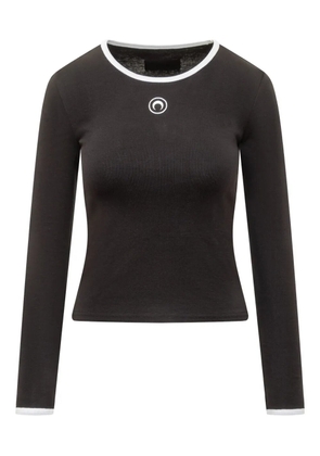 Marine Serre moon-logo long-sleeve T-shirt - Black