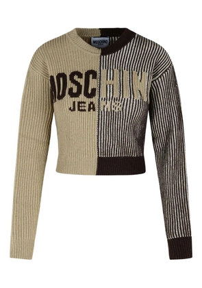 MOSCHINO JEANS logo-detail ribbed sweater - Brown