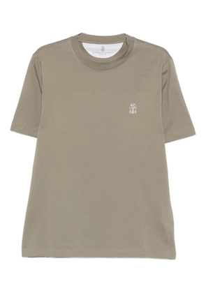 Brunello Cucinelli embroidered-logo T-shirt - Green