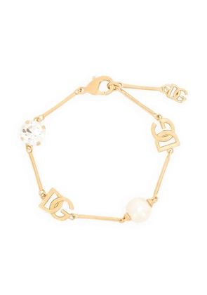 Dolce & Gabbana DG-plaque crystal-embellished bracelet - Gold