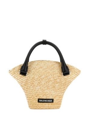 Balenciaga mini braided-raffia tote bag - Neutrals