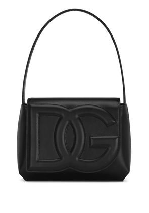 Dolce & Gabbana logo-embossed leather shoulder bag - Black